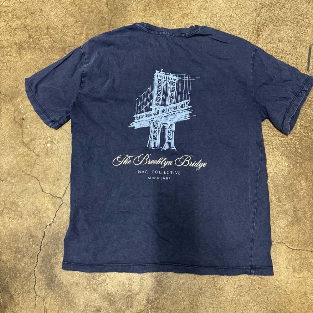 Garage Brooklyn Bridge Graphic T-Shirt P/S Blue Cotton